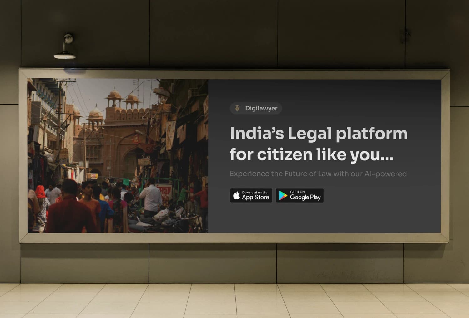 A DigiLawyer billboard: “India's Legal platform for citizen like you”